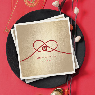 Red Knot Union Double Happiness Chinese Wedding Servet