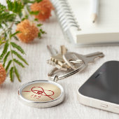 Red Knot Union Double Happiness Chinese Wedding Sleutelhanger (Zijkant)