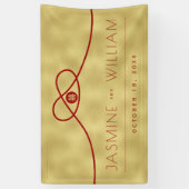 Red Knot Union Double Happiness Chinese Wedding Spandoek (Verticaal)
