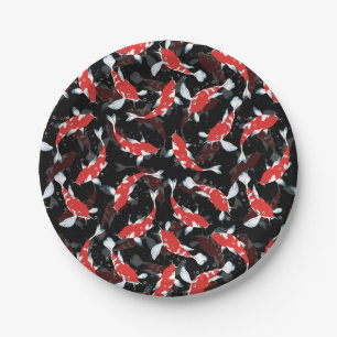 Red Koi Fish Pattern Papieren Bordje