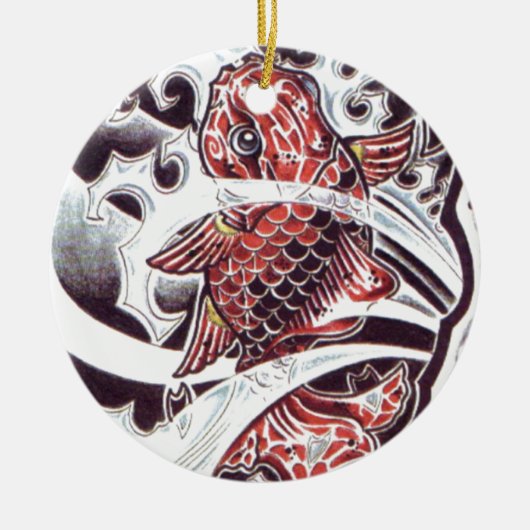 Red Koi Tattoo Design Keramisch Ornament (Voorkant)