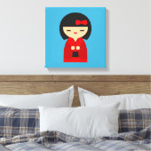 Red Kokeshi Japanse poppen Canvas Afdruk (Insitu (Slaapkamer))