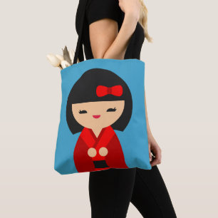 Red Kokeshi Japanse poppen Draagtas