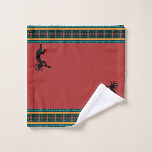Red Kokopelli Bath Towel Set Bad Handdoek (Wasdoekje)