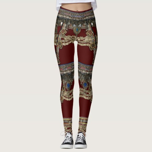 Red Kuchi Tribal Pattern Leggings (Voorkant)