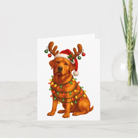 Red Lab Christmas Tree Light Pajama Labrador Dog L Kaart (Voorkant)