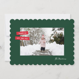 Red Label Single Photo Flat Holiday Card Feestdagenkaart