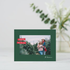 Red Label Single Photo Flat Holiday Postcard Feestdagenkaart