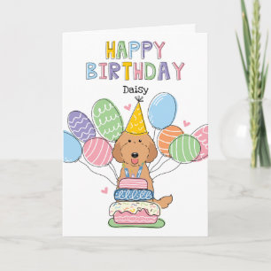 Red Labradoodle Dog Happy Birthday Kaart