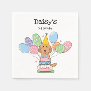 Red Labradoodle Hond Verjaardagsfeestje Papieren s Servet