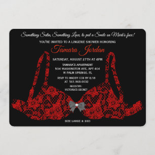 Red Lace Bra Lingerie Douche Invitation
