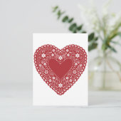 Red Lace Heart Briefkaart (Staand voorkant)