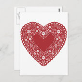 Red Lace Heart Briefkaart (Voorkant / Achterkant)