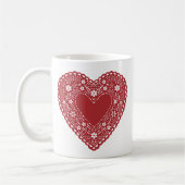 Red Lace Heart Koffiemok (Links)