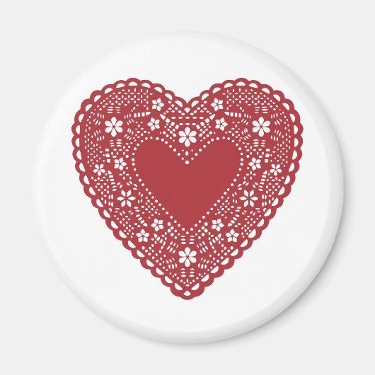 Red Lace Heart Magneet (Voorkant)