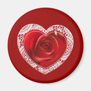 Red Lace Heart-magneet Magneet