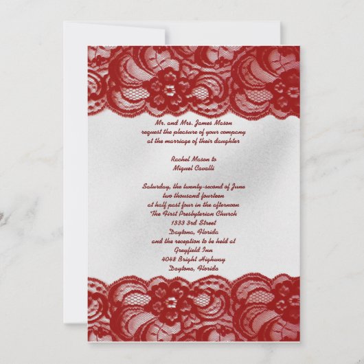 Red Lace Invites Kaart (Voorkant)