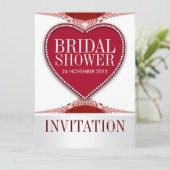 Red Lace Love Coeur Fête des mariées Invitation (Debout devant)