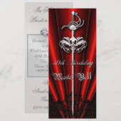 Red Lace Masquerade Silver 50th Birthday Kaart (Voorkant / Achterkant)