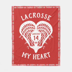 Red Lacrosse Mijn hart Fleece Deken