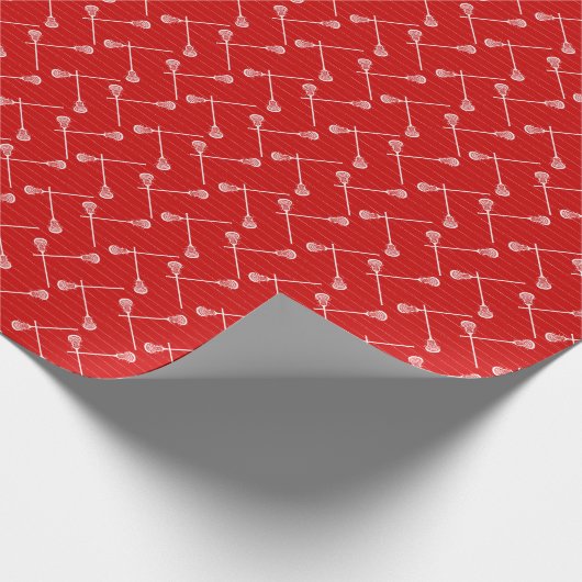 Red Lacrosse White Sticks gepatterd Cadeaupapier (Hoek)