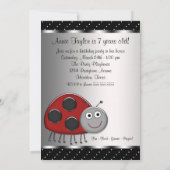 Red Ladybug 7e anniversaire de fête Invitation Lad (Dos)