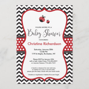 Red Ladybug Baby shower Invitation Kaart