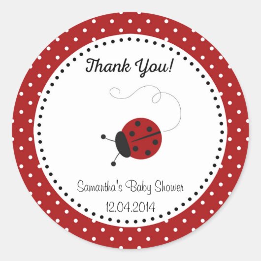 Red Ladybug Baby shower Sticker (Voorkant)