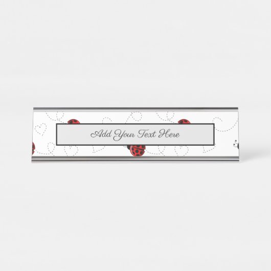 Red Ladybug Beetle Insect Lover Black Hearts Bureau Naambordje (Voorkant)
