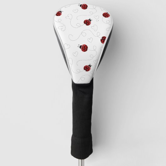 Red Ladybug Beetle Insect Lover Black Hearts Golfheadcover (Voorkant)