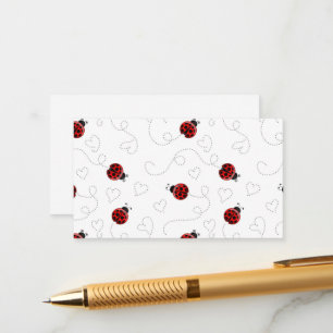 Red Ladybug Beetle Insect Lover Black Hearts Informatiekaartje