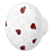 Red Ladybug Beetle Insect Lover Black Hearts Keramische Knop (Rechts)