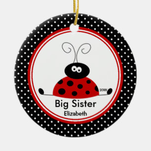 Red Ladybug Big Sister kerstversiering Keramisch Ornament