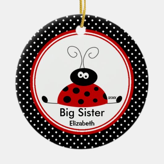 Red Ladybug Big Sister kerstversiering Keramisch Ornament (Voorkant)