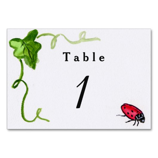 Red Ladybug Garden Custom Number Table Kaarten (Voorkant)