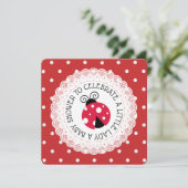 Red Ladybug Girl Baby Shower Invitations (Debout devant)