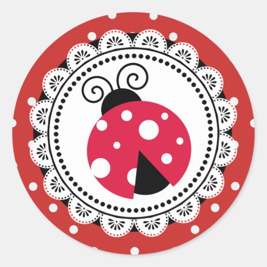 Red Ladybug Girl Baby shower Stickers (Voorkant)