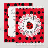 Red Ladybug Girl's Baby shower Kaart (Voorkant / Achterkant)
