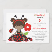 Red Ladybug Girls Birthday Party Invitation (Devant)