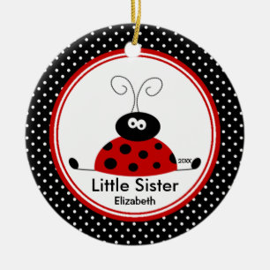 Red Ladybug Little Zister Kerstversiering Keramisch Ornament