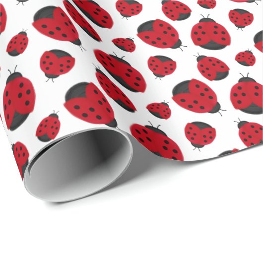 Red Ladybug Pattern Cadeaupapier (Rol Hoek)