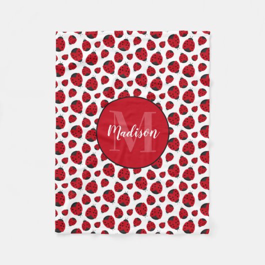 Red Ladybug Pattern gepersonaliseerd meisje Fleece Deken (Voorkant)