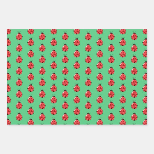 Red Ladybug Pattern Inpakpapier Vel (Voorkant 3)