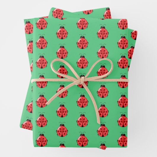 Red Ladybug Pattern Inpakpapier Vel (In situ)