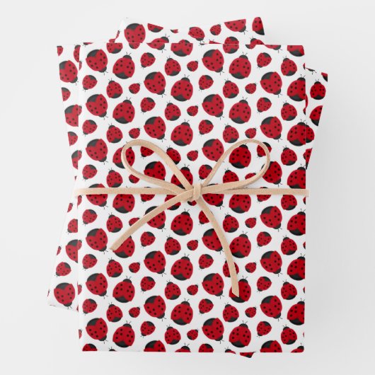 Red Ladybug Pattern Inpakpapier Vel (In situ)