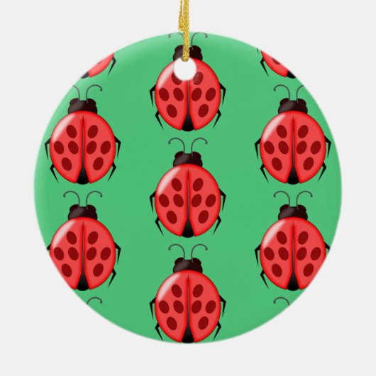 Red Ladybug Pattern Keramisch Ornament (Achterkant)