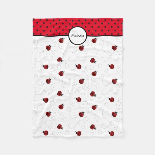Red Ladybug Pattern Persoonlijk Fleece Deken (Voorkant)