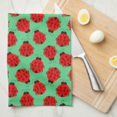 Red Ladybug Pattern Theedoek (Quarter Fold)