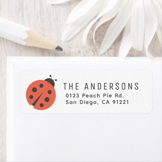 Red Ladybug Return Address Etiket (Insitu)