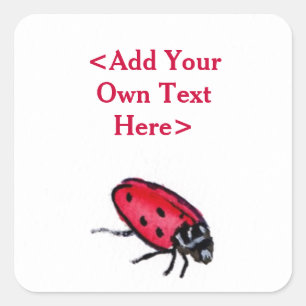 Red Ladybug snijdt aangepaste tekenlabels in Vierkante Sticker
